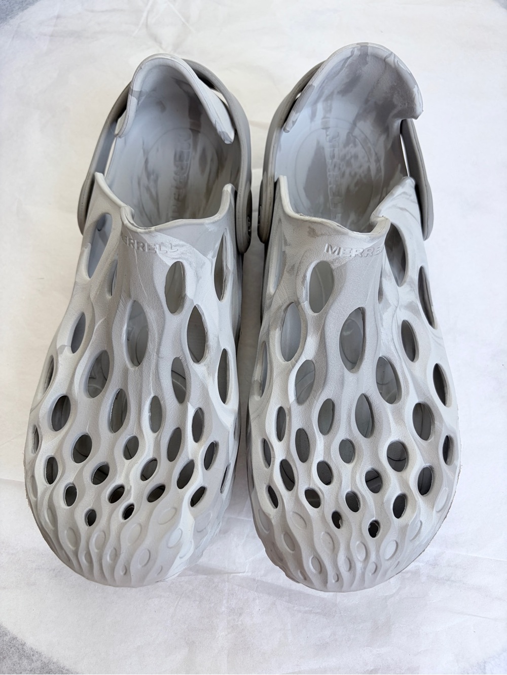 Merrell Hydro Moc Clogs White Gray Marble Slip On Water Shoes W 8.5 M 7